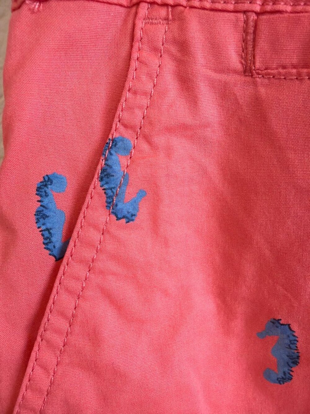 NWT Women's 8 DASH / da-sh Coral Cotton Seahorse Print Chino Shorts 5" Stretch - Picture 7 of 8